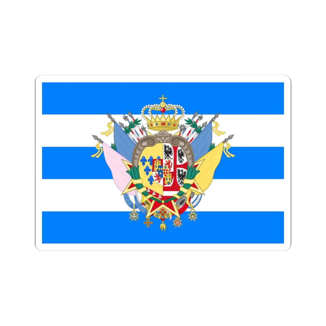 Etrurian Kingdom and War Flag with Great Royal Coat of Arms (Italy) STICKER Vinyl Kiss-Cut Decal 3 Inch White - The Sticker Space