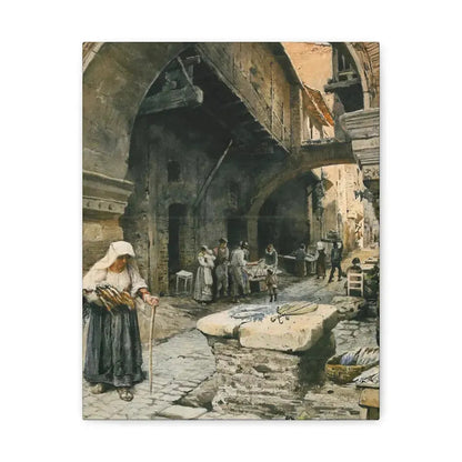 Ettore Roesler Franz (1845-1907) Il Portico d'Ottavia guardando a sinistra, 1887 - Canvas Wall Art 11″ x 14″ 1.25" - The Sticker Space