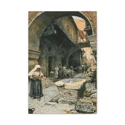 Ettore Roesler Franz (1845-1907) Il Portico d'Ottavia guardando a sinistra, 1887 - Canvas Wall Art 12" x 18" 1.25" - The Sticker Space