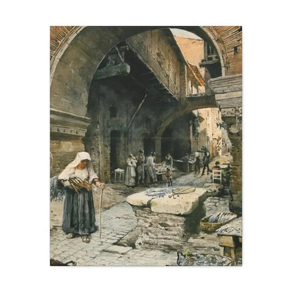 Ettore Roesler Franz (1845-1907) Il Portico d'Ottavia guardando a sinistra, 1887 - Canvas Wall Art 24″ x 30″ 1.25" - The Sticker Space