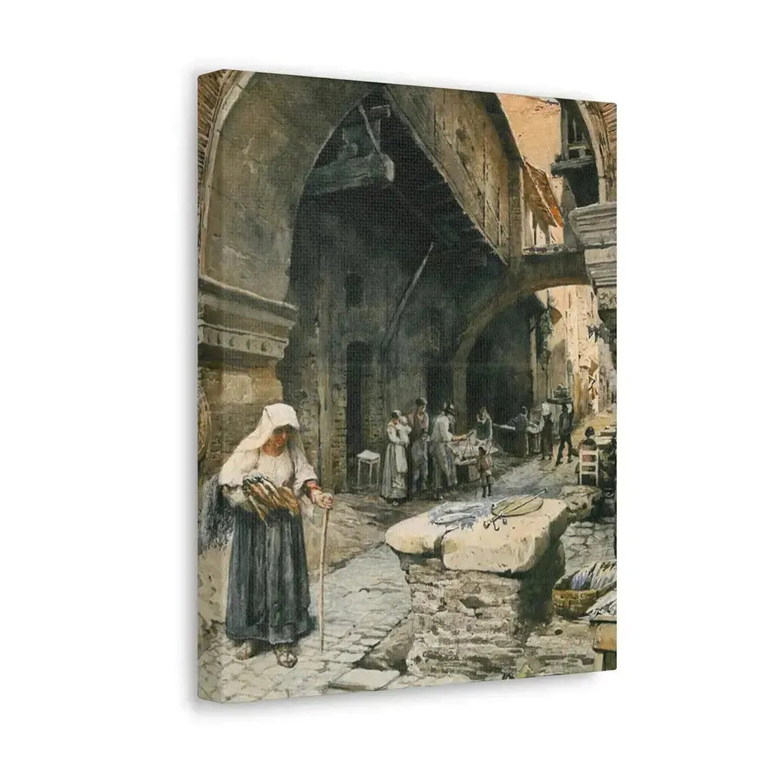 Ettore Roesler Franz (1845-1907) Il Portico d'Ottavia guardando a sinistra, 1887 - Canvas Wall Art - The Sticker Space