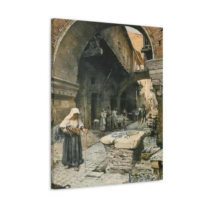 Ettore Roesler Franz (1845-1907) Il Portico d'Ottavia guardando a sinistra, 1887 - Canvas Wall Art - The Sticker Space