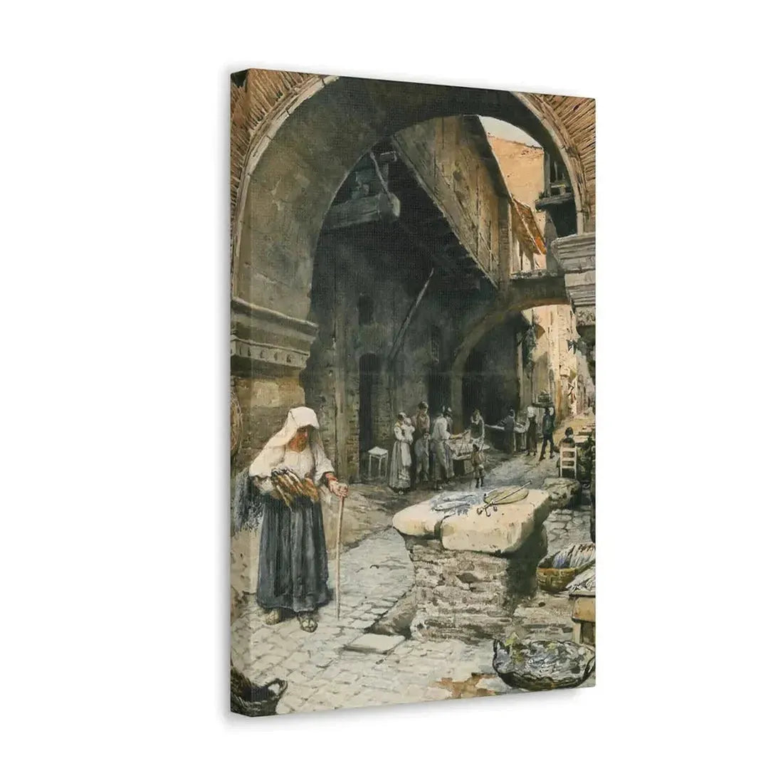 Ettore Roesler Franz (1845-1907) Il Portico d'Ottavia guardando a sinistra, 1887 - Canvas Wall Art - The Sticker Space