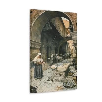 Ettore Roesler Franz (1845-1907) Il Portico d'Ottavia guardando a sinistra, 1887 - Canvas Wall Art - The Sticker Space