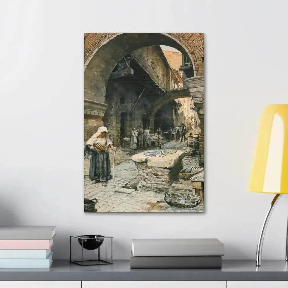 Ettore Roesler Franz (1845-1907) Il Portico d'Ottavia guardando a sinistra, 1887 - Canvas Wall Art - The Sticker Space