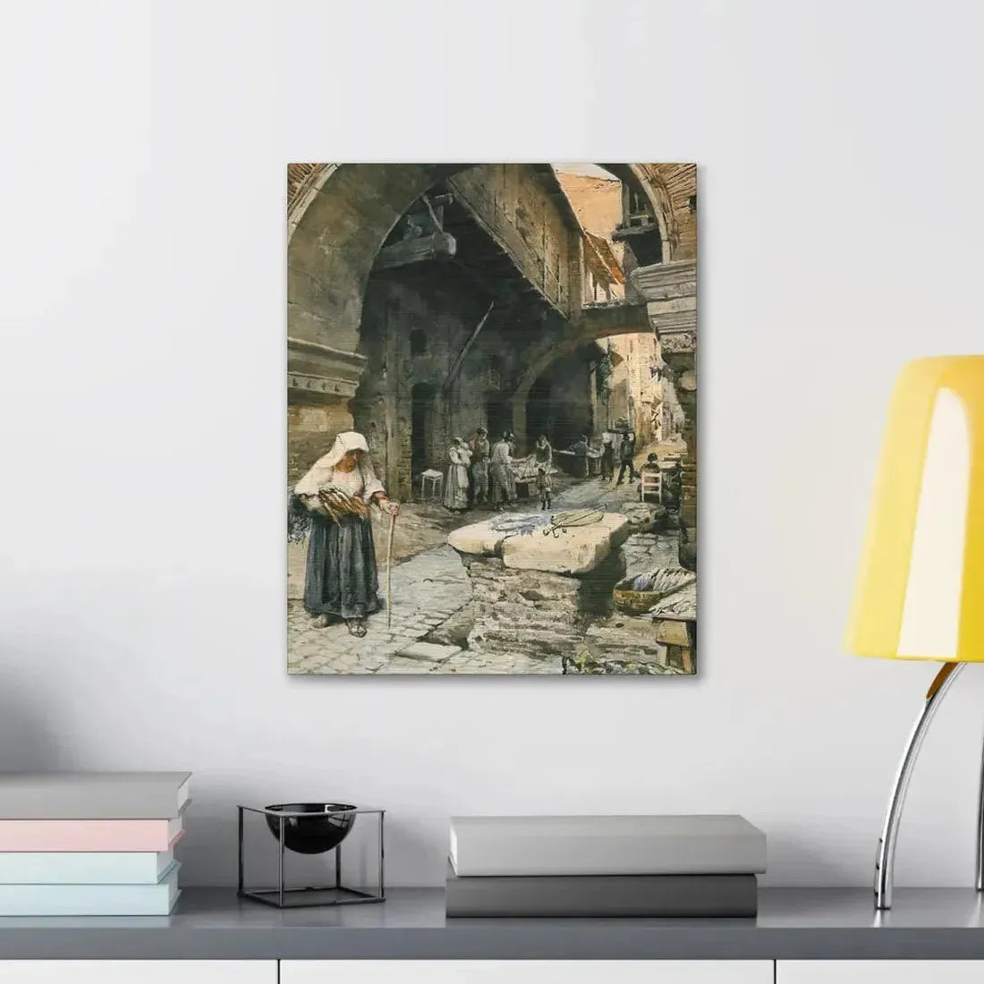 Ettore Roesler Franz (1845-1907) Il Portico d'Ottavia guardando a sinistra, 1887 - Canvas Wall Art - The Sticker Space