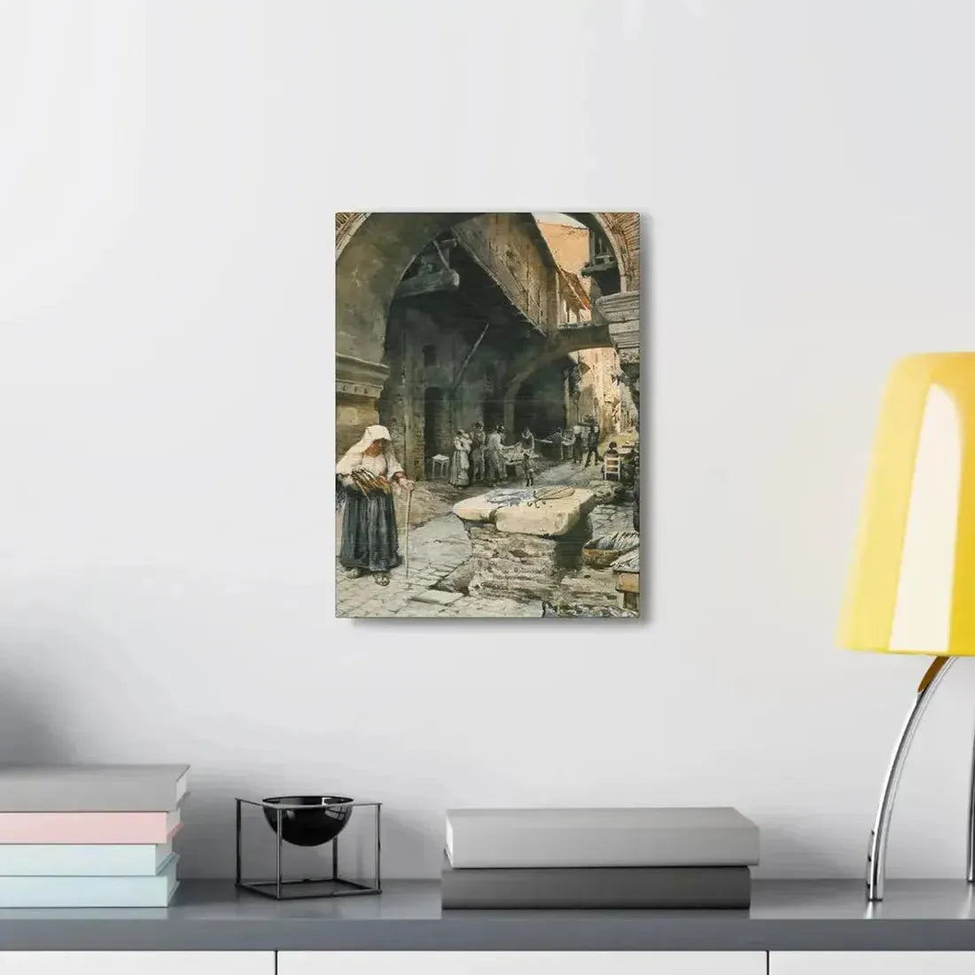Ettore Roesler Franz (1845-1907) Il Portico d'Ottavia guardando a sinistra, 1887 - Canvas Wall Art - The Sticker Space