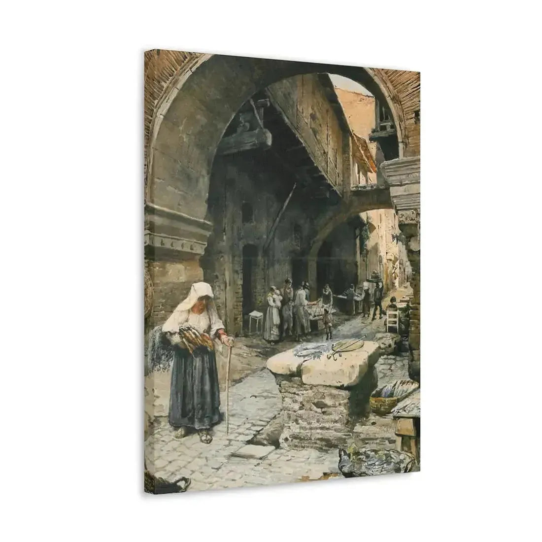 Ettore Roesler Franz (1845-1907) Il Portico d'Ottavia guardando a sinistra, 1887 - Canvas Wall Art - The Sticker Space