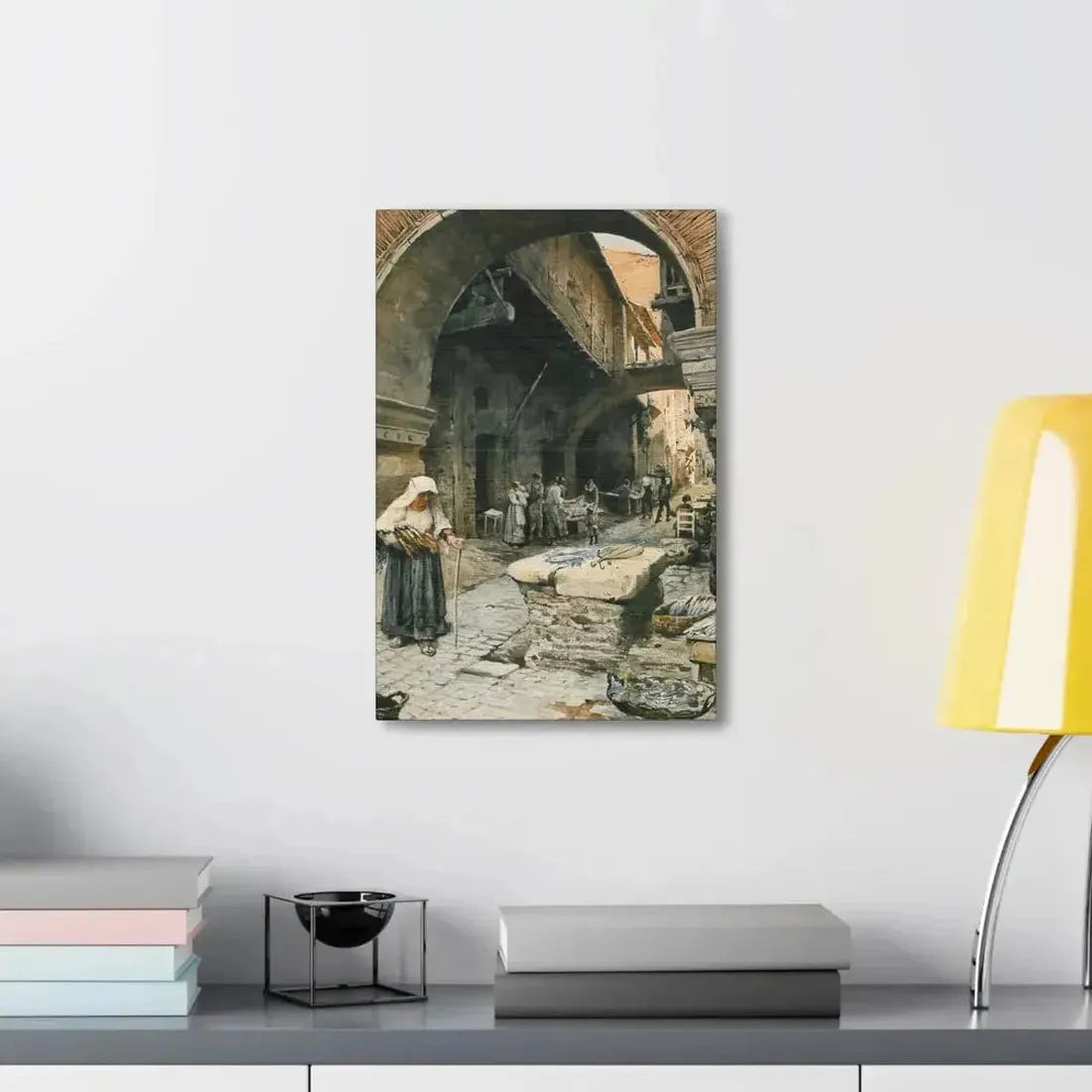Ettore Roesler Franz (1845-1907) Il Portico d'Ottavia guardando a sinistra, 1887 - Canvas Wall Art - The Sticker Space