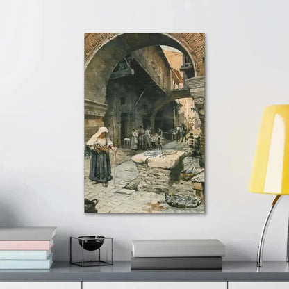 Ettore Roesler Franz (1845-1907) Il Portico d'Ottavia guardando a sinistra, 1887 - Canvas Wall Art - The Sticker Space