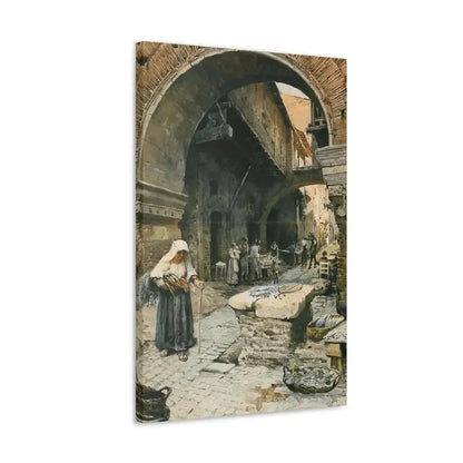 Ettore Roesler Franz (1845-1907) Il Portico d'Ottavia guardando a sinistra, 1887 - Canvas Wall Art - The Sticker Space