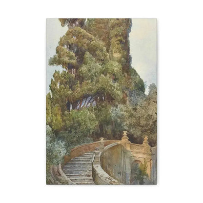 Ettore Roesler Franz (1845-1907) The garden steps - Canvas Wall Art 12" x 18" 1.25" - The Sticker Space