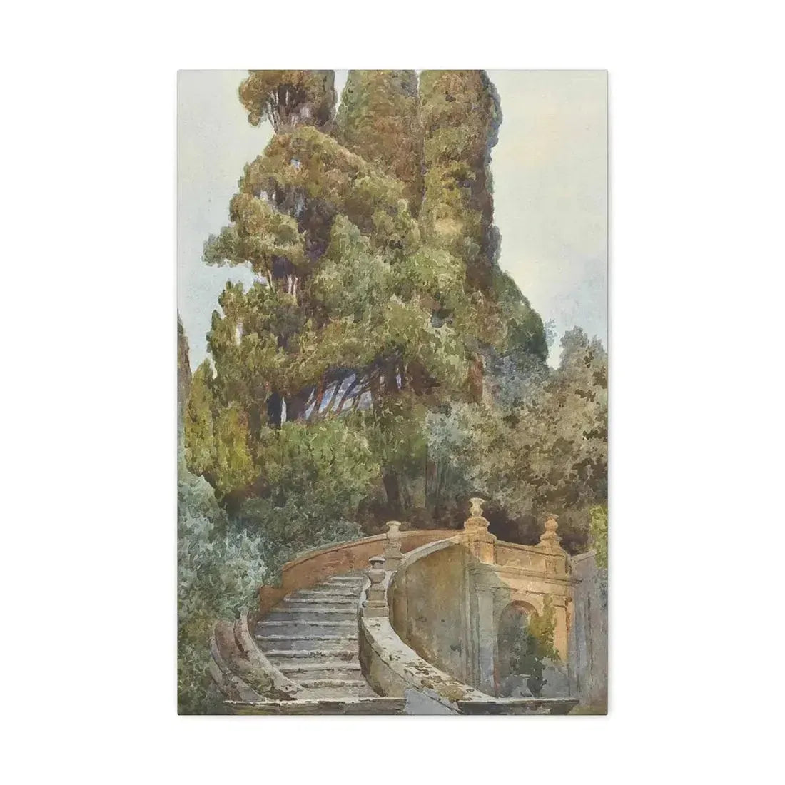Ettore Roesler Franz (1845-1907) The garden steps - Canvas Wall Art 20″ x 30″ 1.25" - The Sticker Space