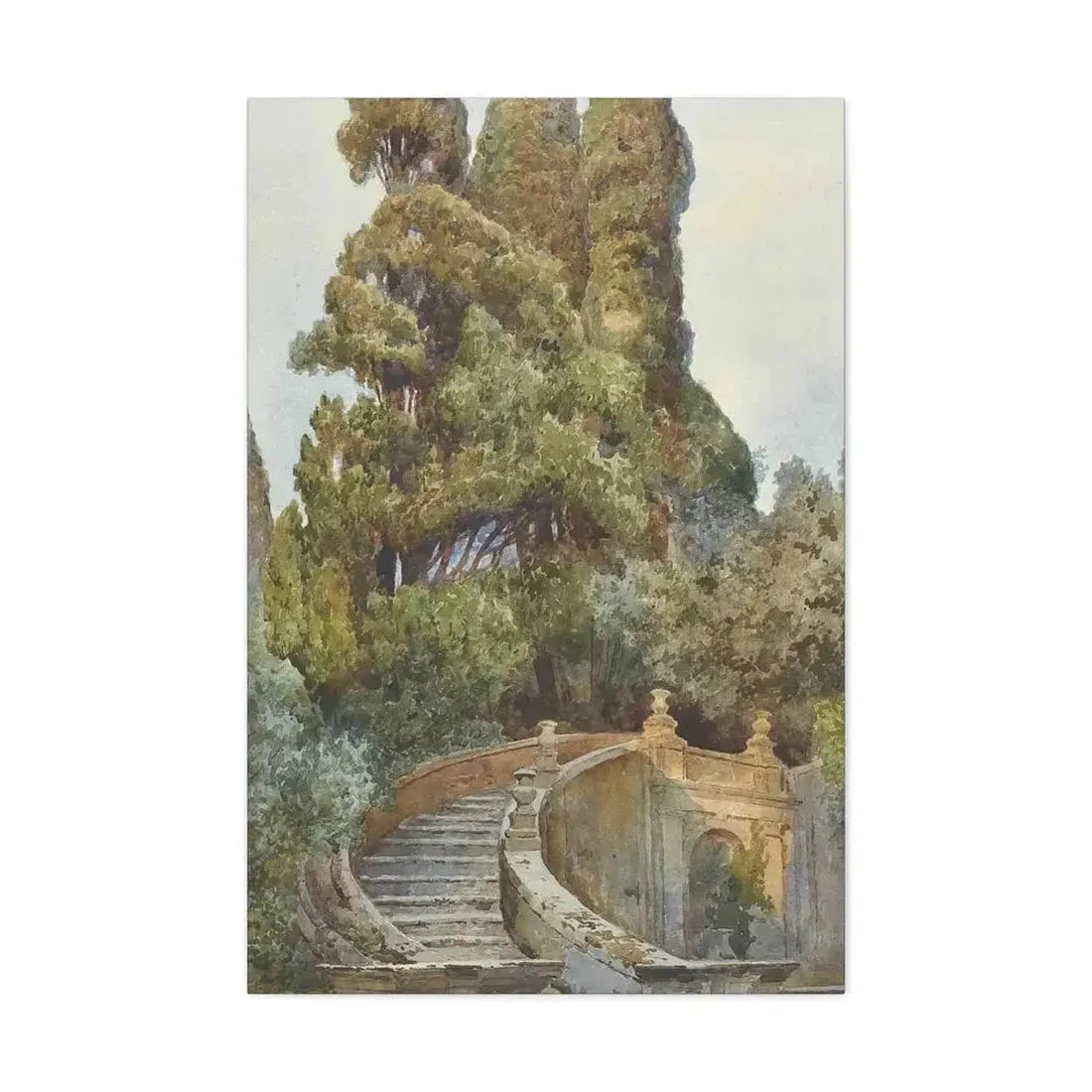 Ettore Roesler Franz (1845-1907) The garden steps - Canvas Wall Art - The Sticker Space