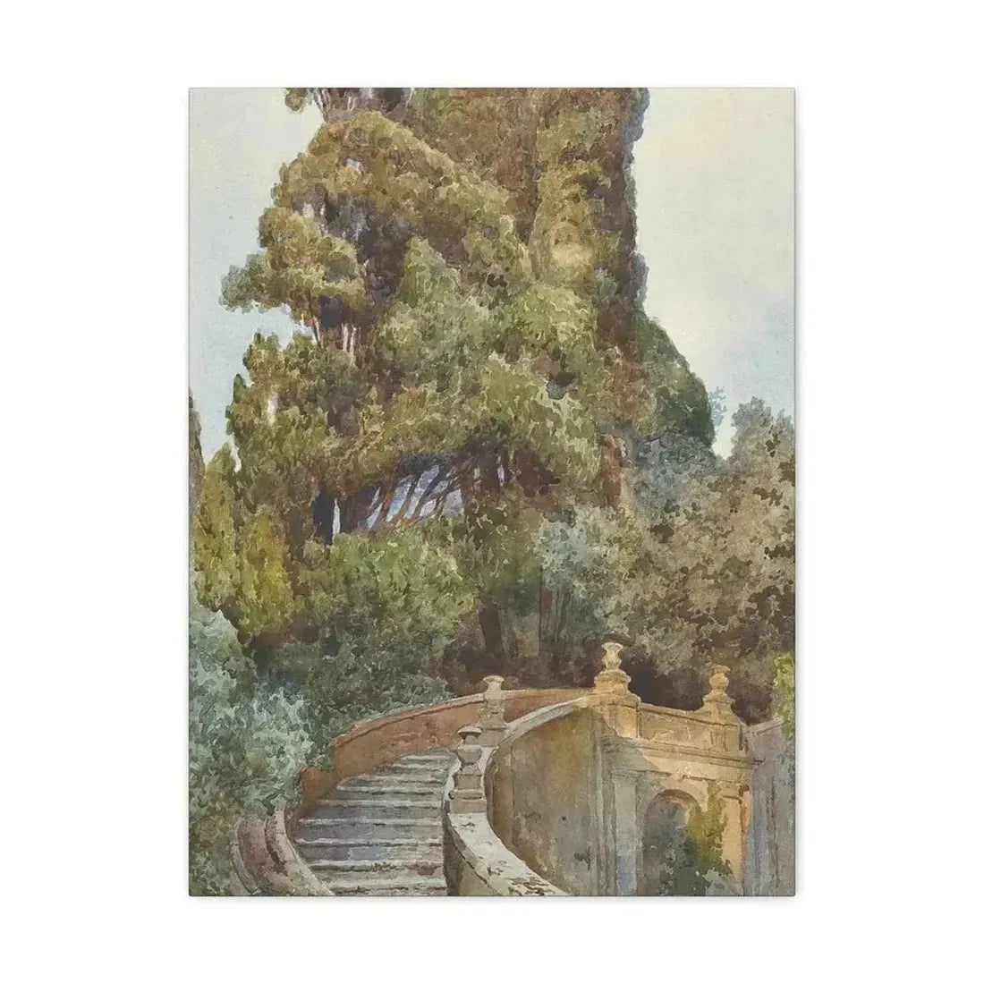 Ettore Roesler Franz (1845-1907) The garden steps - Canvas Wall Art - The Sticker Space