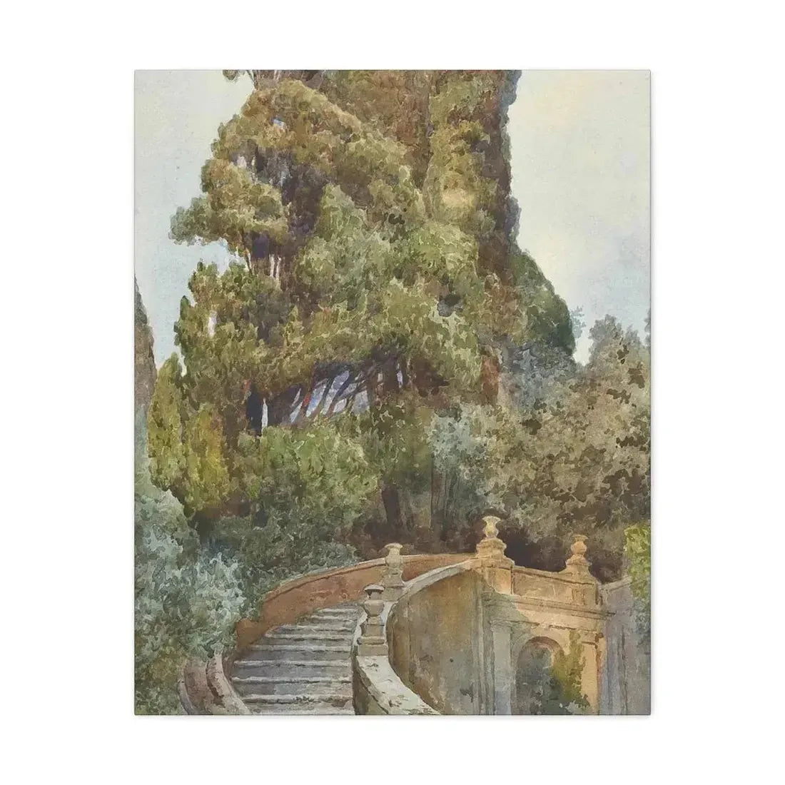 Ettore Roesler Franz (1845-1907) The garden steps - Canvas Wall Art - The Sticker Space
