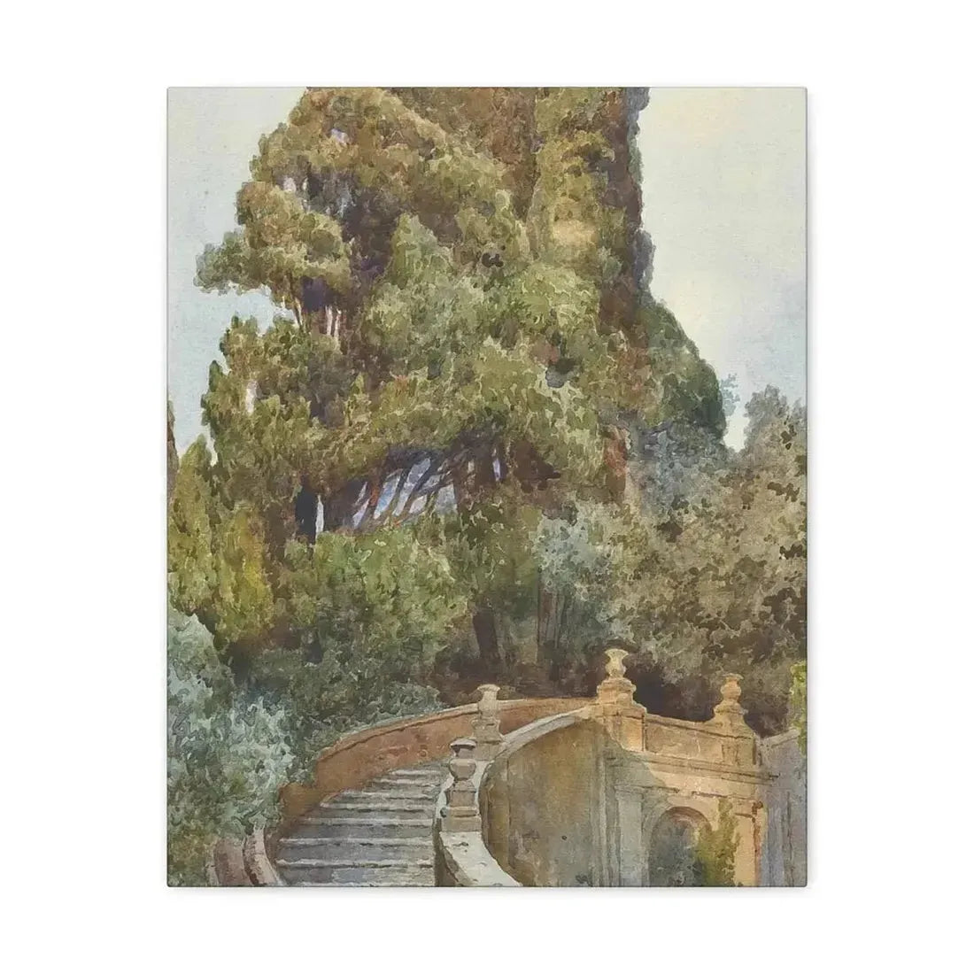 Ettore Roesler Franz (1845-1907) The garden steps - Canvas Wall Art - The Sticker Space