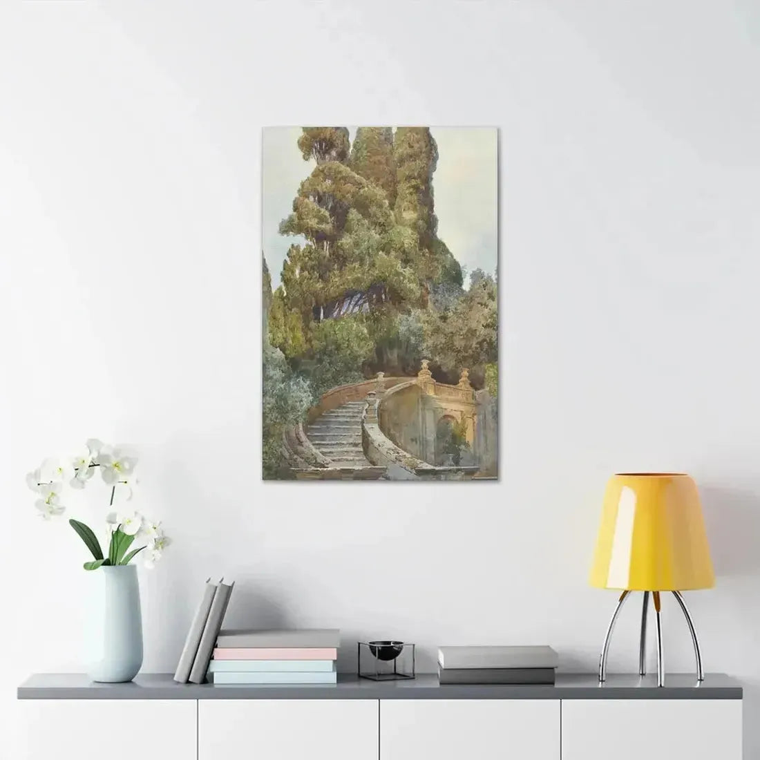Ettore Roesler Franz (1845-1907) The garden steps - Canvas Wall Art - The Sticker Space