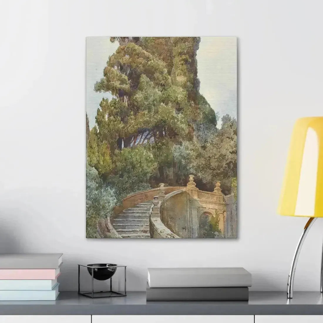 Ettore Roesler Franz (1845-1907) The garden steps - Canvas Wall Art - The Sticker Space