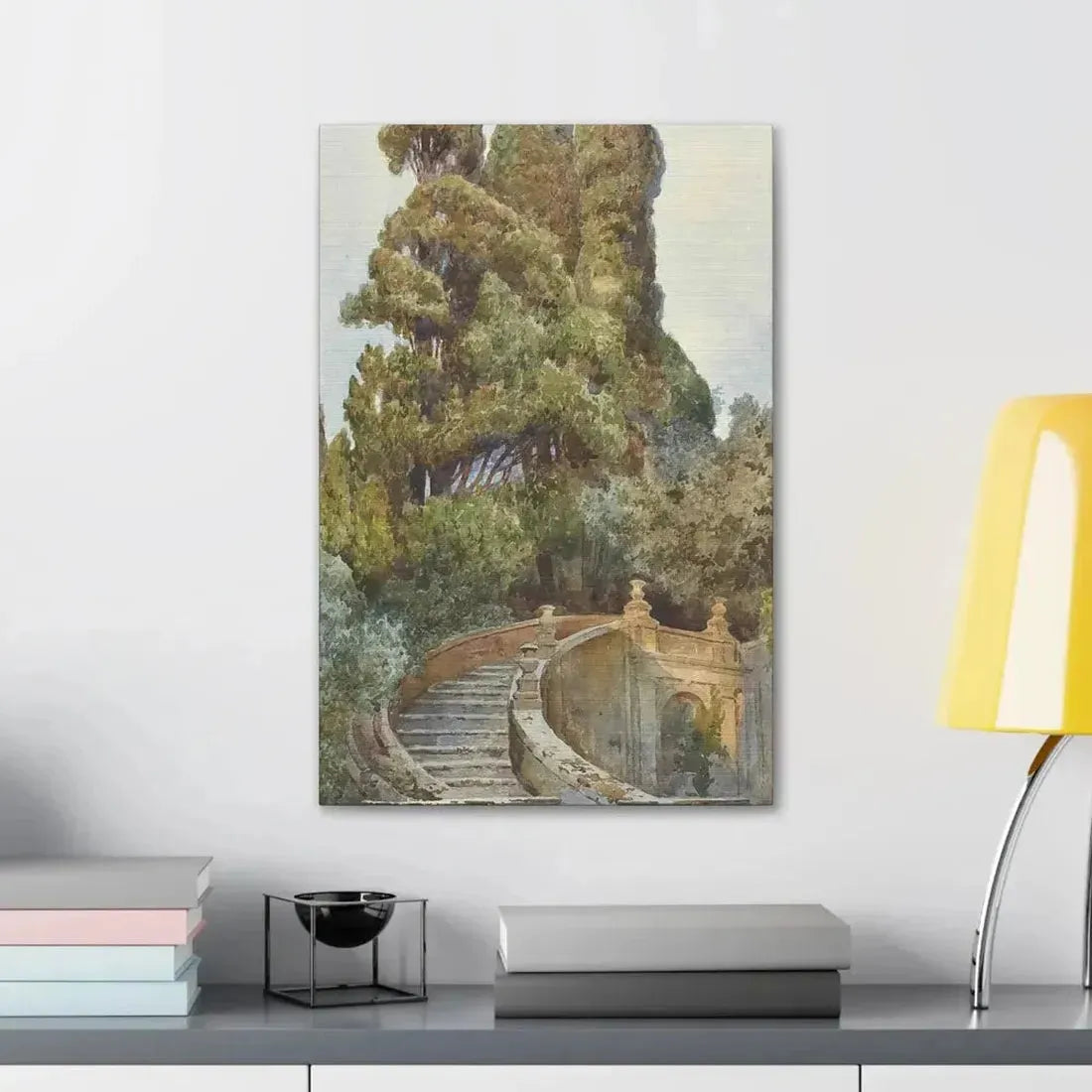 Ettore Roesler Franz (1845-1907) The garden steps - Canvas Wall Art - The Sticker Space