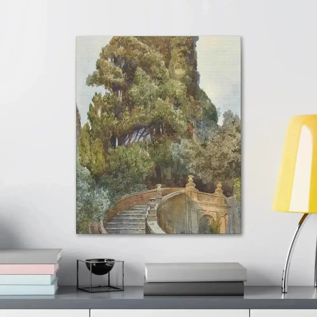 Ettore Roesler Franz (1845-1907) The garden steps - Canvas Wall Art - The Sticker Space