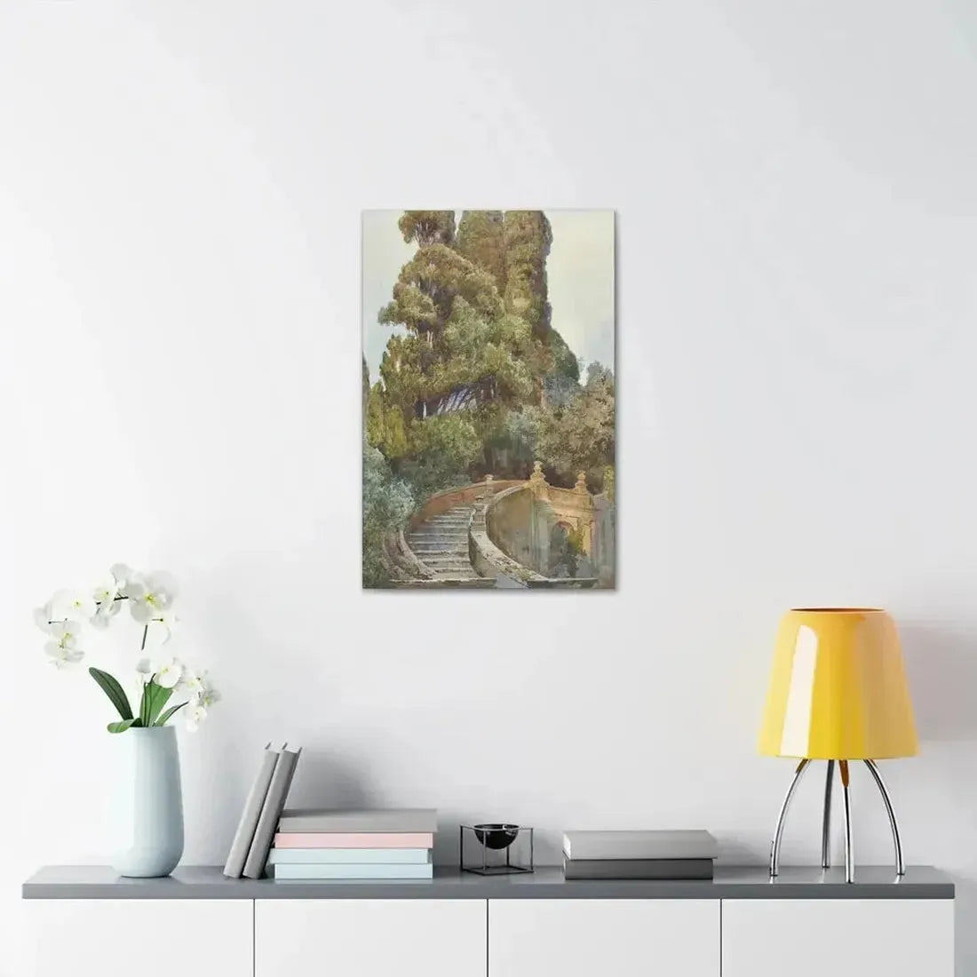 Ettore Roesler Franz (1845-1907) The garden steps - Canvas Wall Art - The Sticker Space