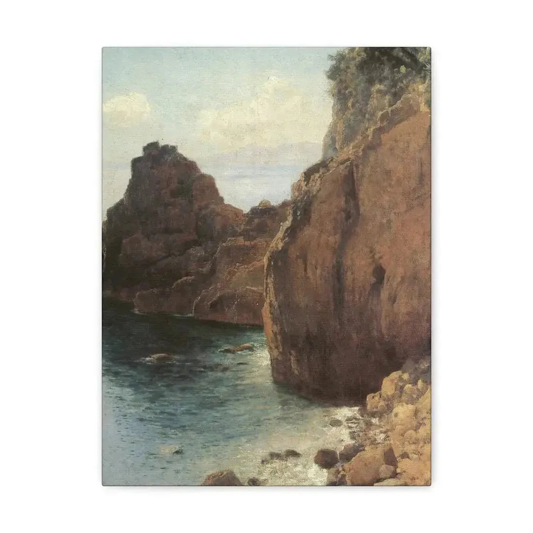 Eugen Bracht (1842-1921) Cliffs at Final-Marina 1893 - Canvas Wall Art 12″ x 16″ 1.25" - The Sticker Space