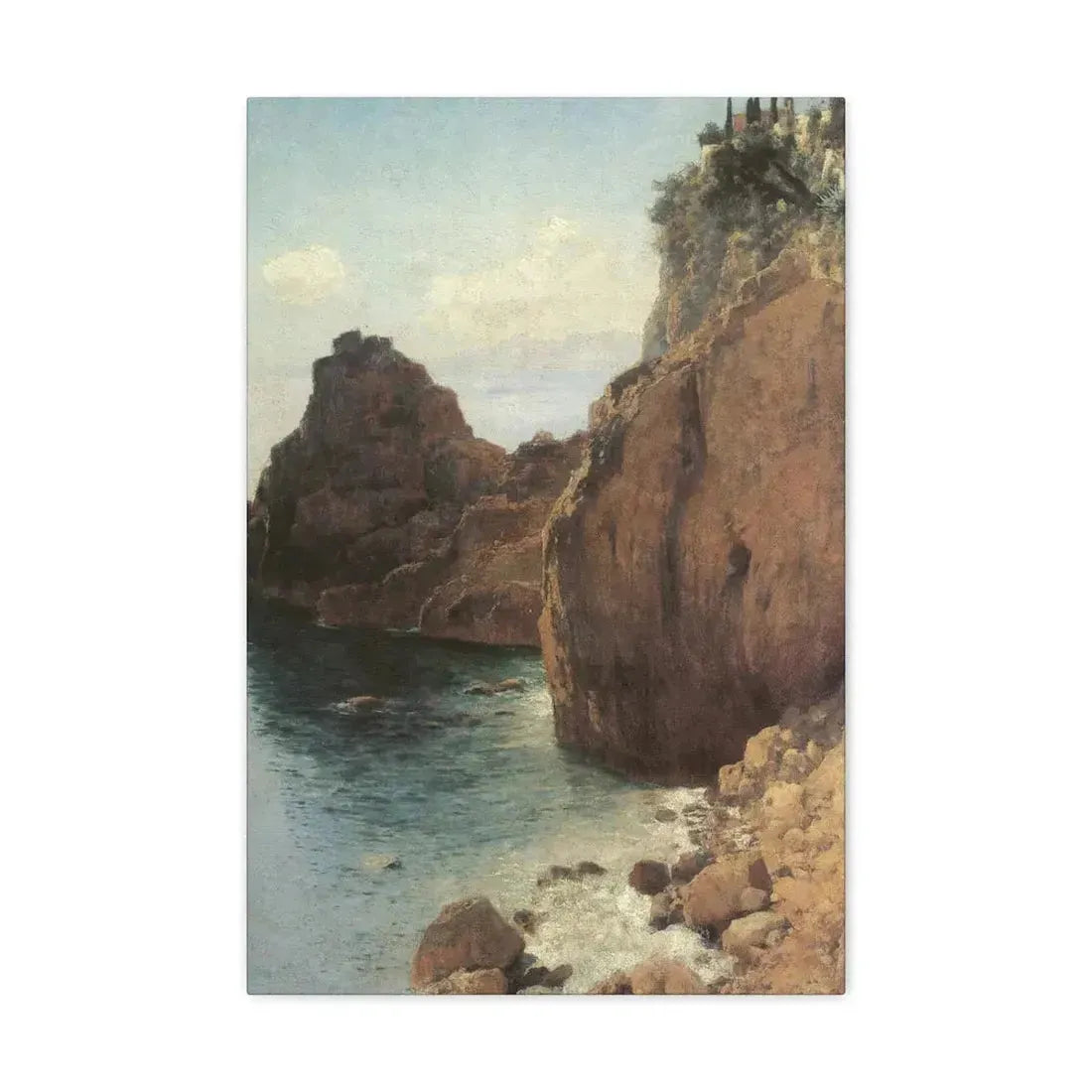 Eugen Bracht (1842-1921) Cliffs at Final-Marina 1893 - Canvas Wall Art 16″ x 24″ 1.25" - The Sticker Space