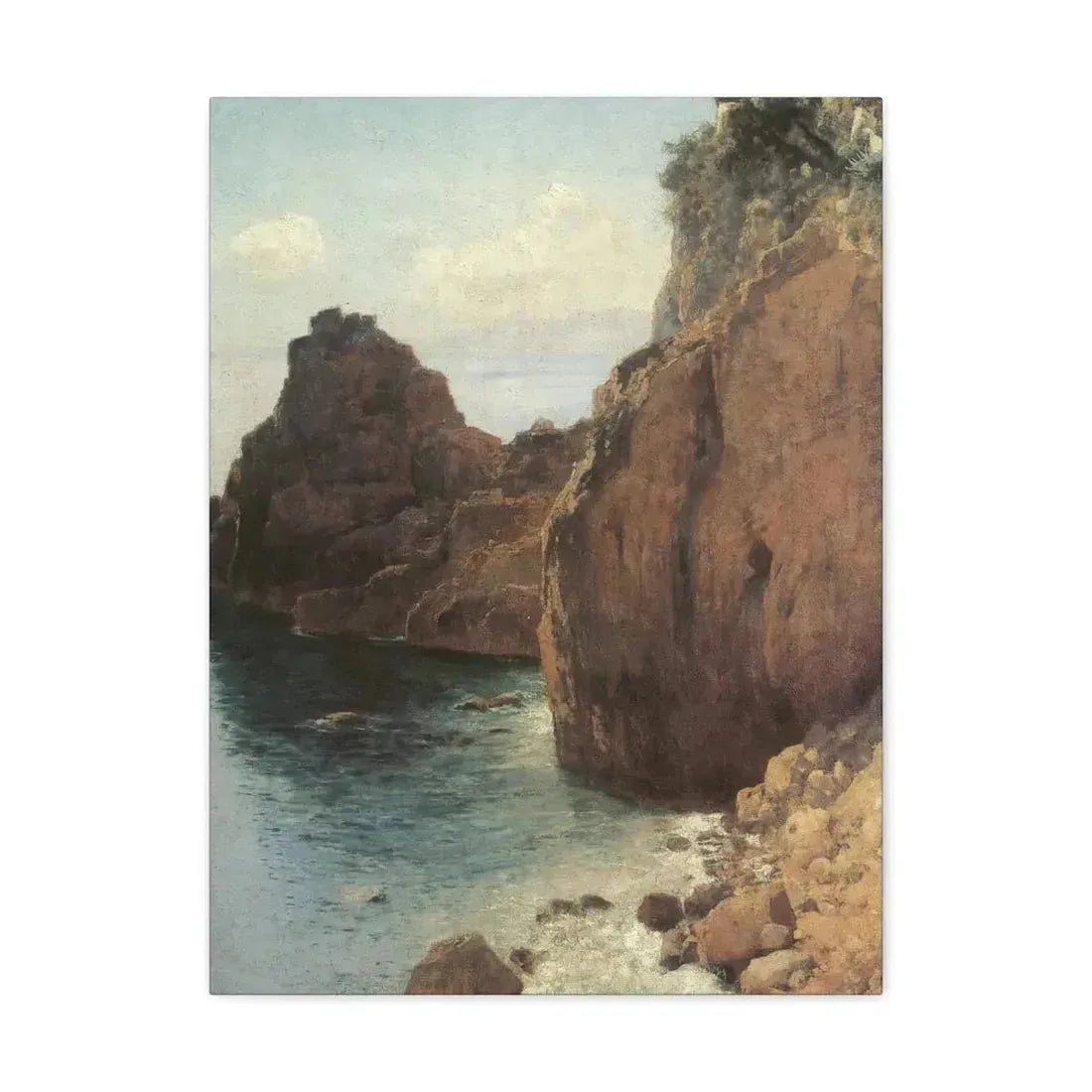 Eugen Bracht (1842-1921) Cliffs at Final-Marina 1893 - Canvas Wall Art 18″ x 24″ 1.25" - The Sticker Space