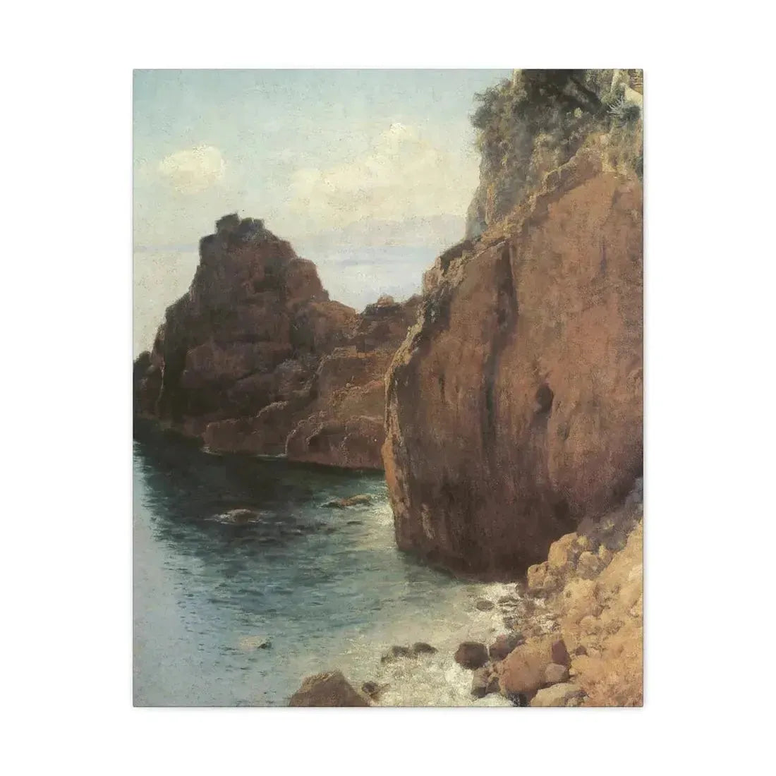 Eugen Bracht (1842-1921) Cliffs at Final-Marina 1893 - Canvas Wall Art 24″ x 30″ 1.25" - The Sticker Space