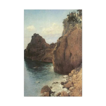 Eugen Bracht (1842-1921) Cliffs at Final-Marina 1893 - Canvas Wall Art 24″ x 36″ 1.25" - The Sticker Space