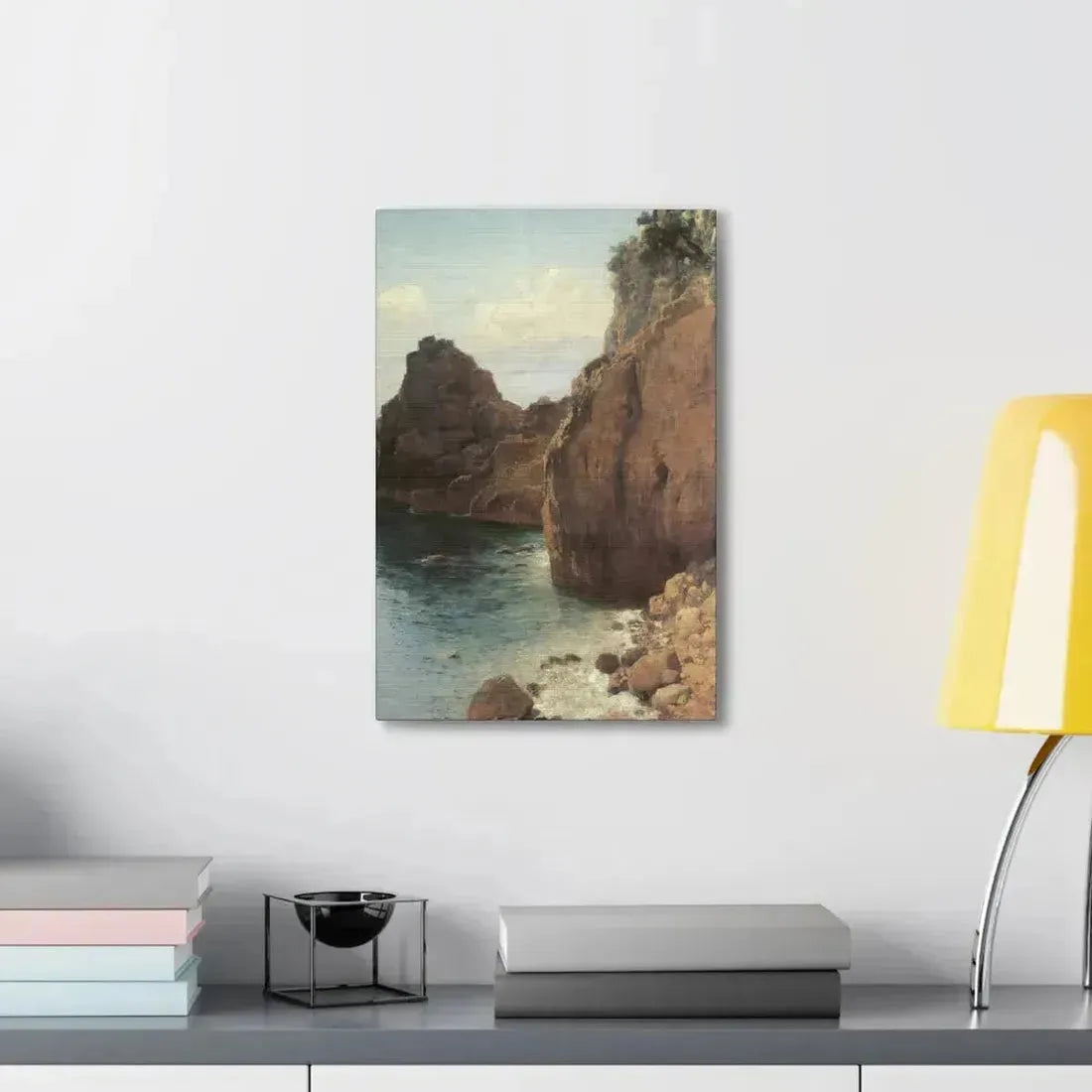 Eugen Bracht (1842-1921) Cliffs at Final-Marina 1893 - Canvas Wall Art - The Sticker Space