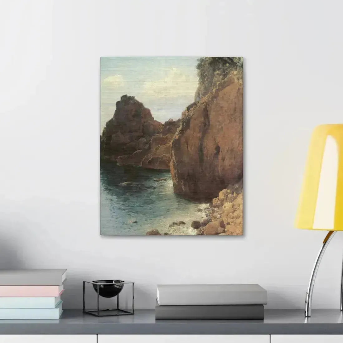 Eugen Bracht (1842-1921) Cliffs at Final-Marina 1893 - Canvas Wall Art - The Sticker Space