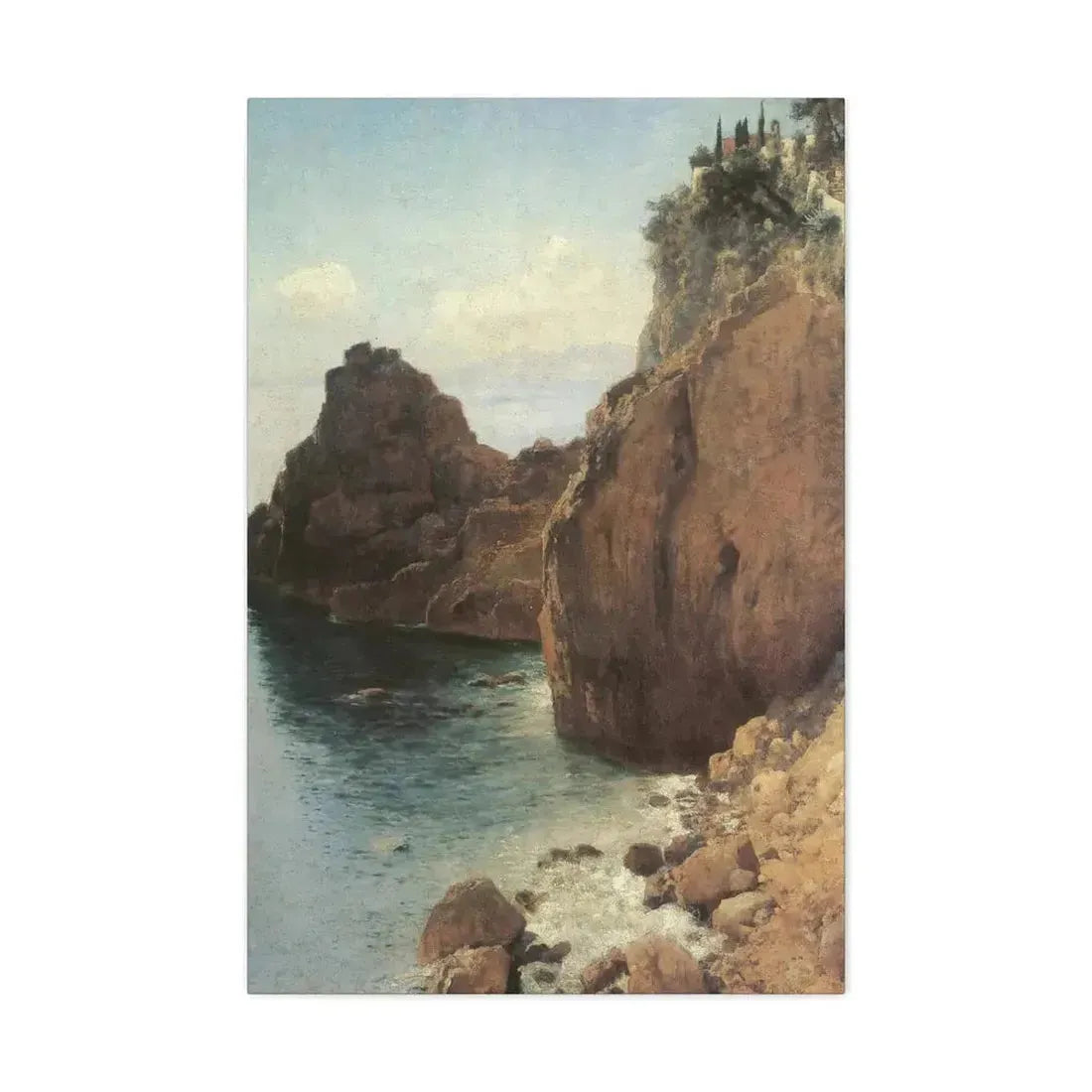 Eugen Bracht (1842-1921) Cliffs at Final-Marina 1893 - Canvas Wall Art - The Sticker Space