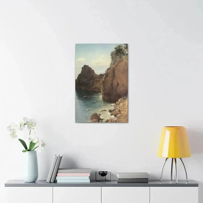 Eugen Bracht (1842-1921) Cliffs at Final-Marina 1893 - Canvas Wall Art - The Sticker Space