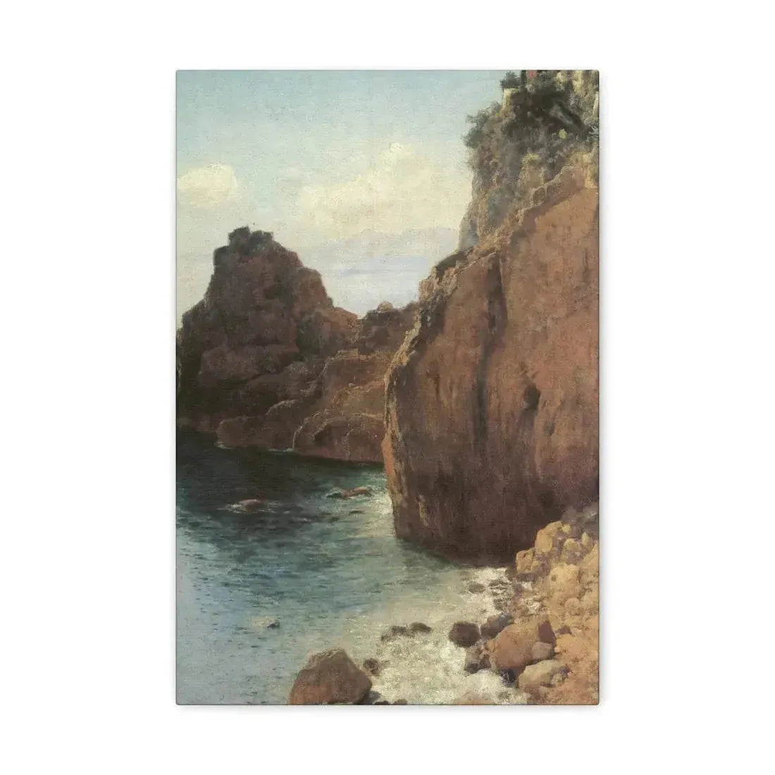 Eugen Bracht (1842-1921) Cliffs at Final-Marina 1893 - Canvas Wall Art - The Sticker Space