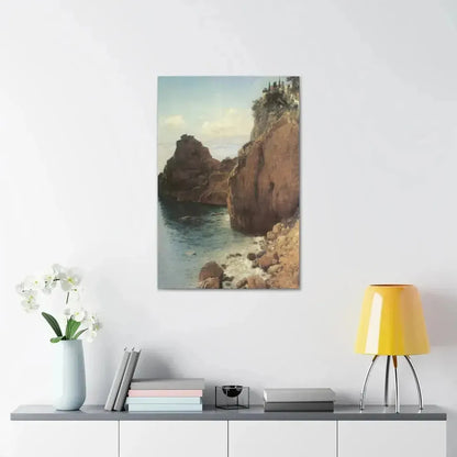 Eugen Bracht (1842-1921) Cliffs at Final-Marina 1893 - Canvas Wall Art - The Sticker Space