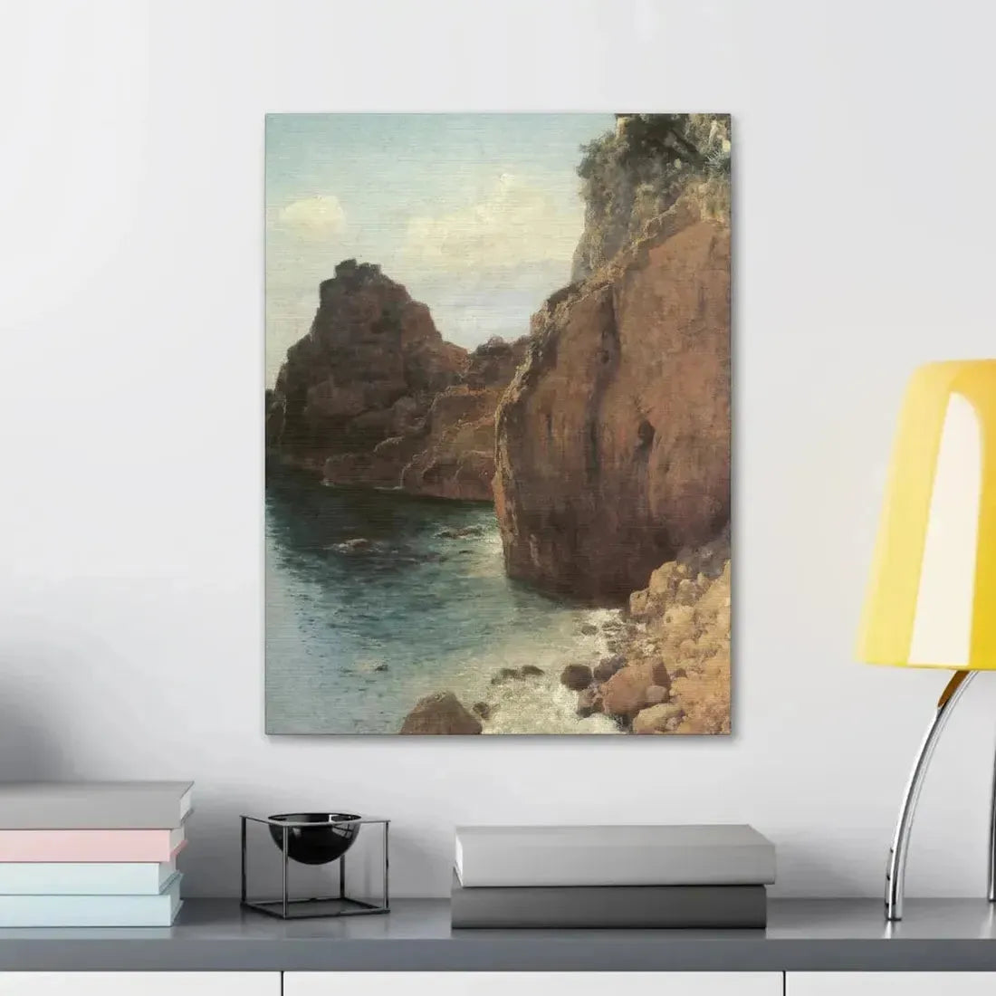 Eugen Bracht (1842-1921) Cliffs at Final-Marina 1893 - Canvas Wall Art - The Sticker Space