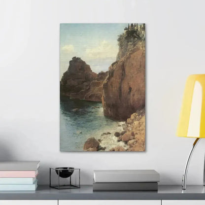 Eugen Bracht (1842-1921) Cliffs at Final-Marina 1893 - Canvas Wall Art - The Sticker Space