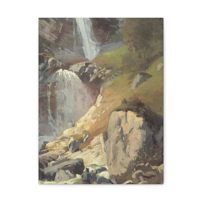 Eugen Bracht (1842-1921) Fetschbach-Fall by Linthal 1862 - Canvas Wall Art 12″ x 16″ 1.25" - The Sticker Space