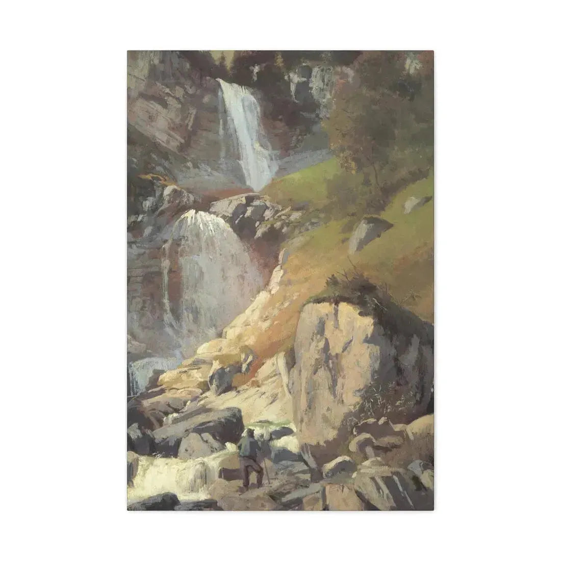 Eugen Bracht (1842-1921) Fetschbach-Fall by Linthal 1862 - Canvas Wall Art 24″ x 36″ 1.25" - The Sticker Space