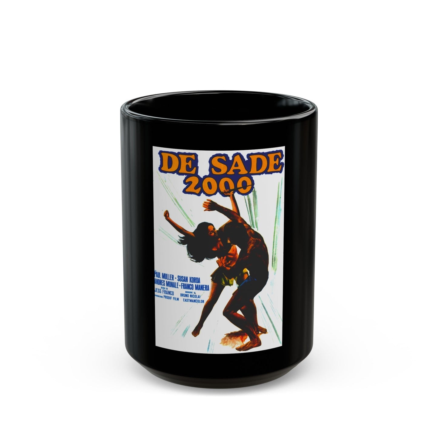 EUGENIE DE SADE 1973 Movie Poster - Black Coffee Mug-15oz-The Sticker Space