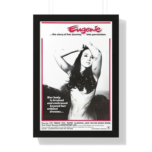 EUGENIE THE STORY OF HER JOURNEY INTO PERVERSION 1970 - Framed Movie Poster 16″ x 24″ Black - The Sticker Space