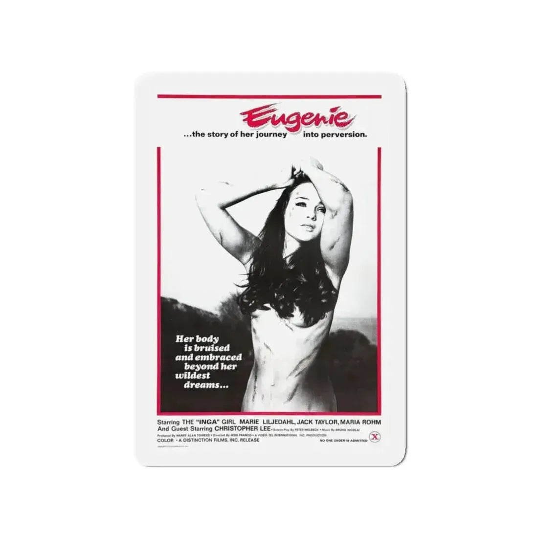 EUGENIE THE STORY OF HER JOURNEY INTO PERVERSION 1970 Movie Poster - Refrigerator Magnet 3 Inch - The Sticker Space