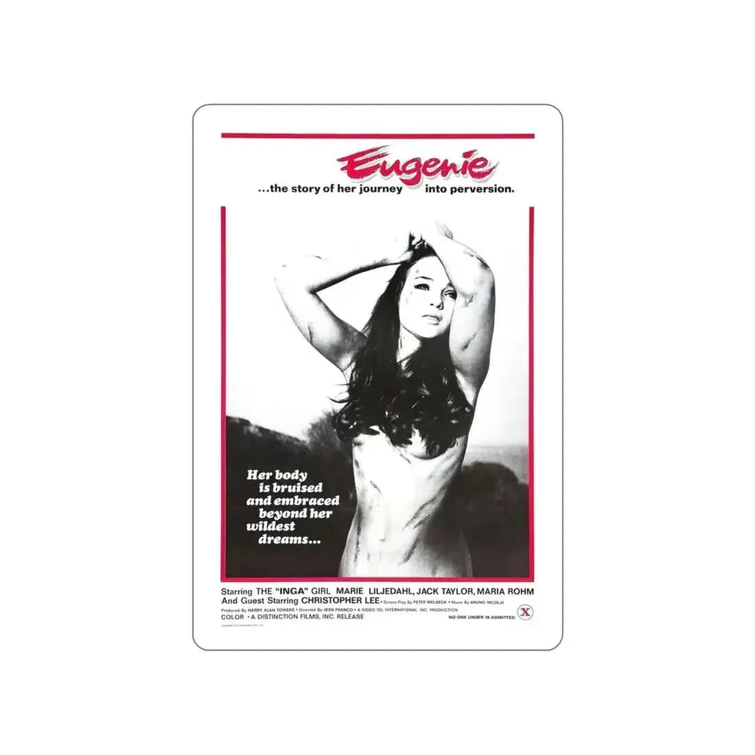 EUGENIE THE STORY OF HER JOURNEY INTO PERVERSION 1970 Movie Poster STICKER Vinyl Die-Cut Decal 6 Inch - The Sticker Space
