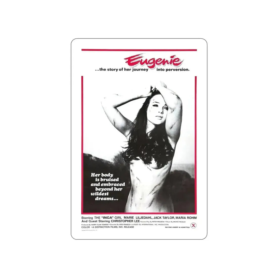 EUGENIE THE STORY OF HER JOURNEY INTO PERVERSION 1970 Movie Poster STICKER Vinyl Die-Cut Decal - The Sticker Space