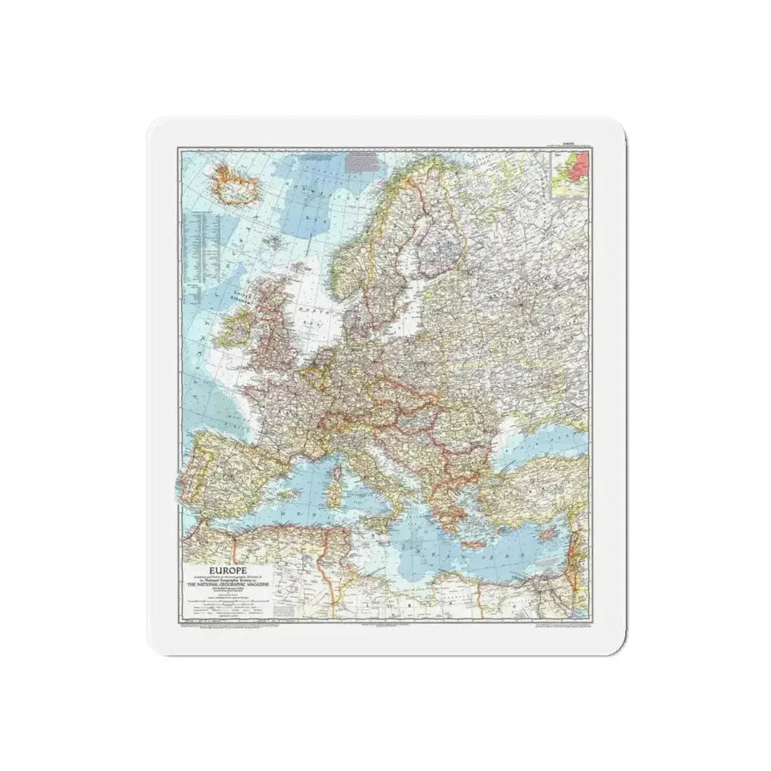 Europe (1957) (Map) Refrigerator Magnet - The Sticker Space