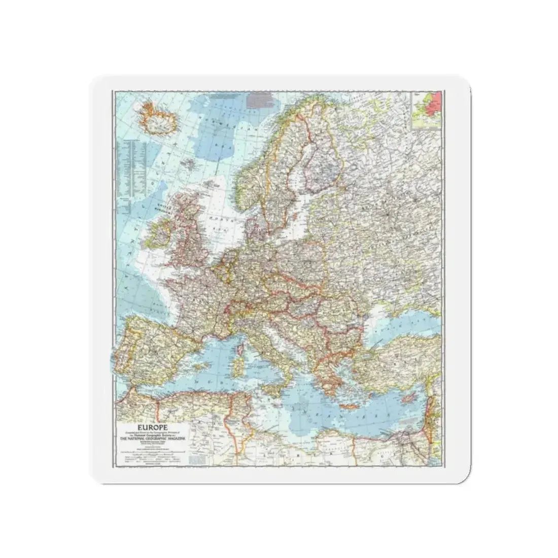 Europe (1957) (Map) Refrigerator Magnet - The Sticker Space