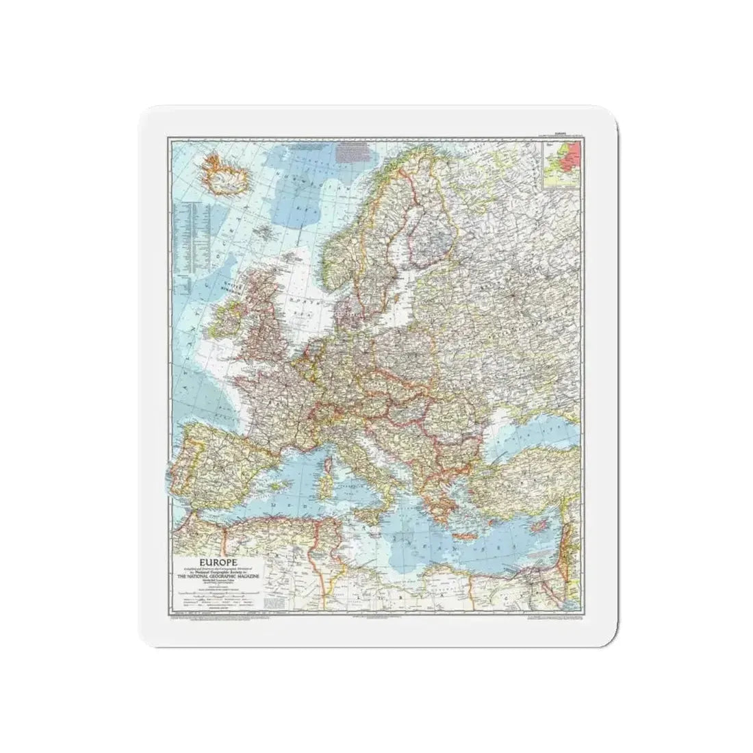 Europe (1957) (Map) Refrigerator Magnet - The Sticker Space