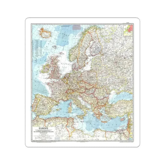 Europe (1957) (Map) STICKER Vinyl Kiss-Cut Decal 2 Inch White - The Sticker Space